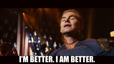 A Man Is Singing Into A Microphone With The Words I 'M Better I Am Better Written Below Him GIF
