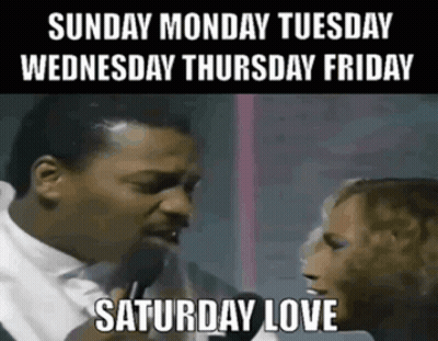 A Man Is Singing Into A Microphone With The Words Saturday Love Written Below Him GIF
