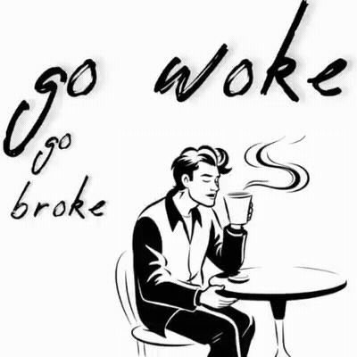A Man Is Sitting At A Table Holding A Cup Of Coffee . GIF