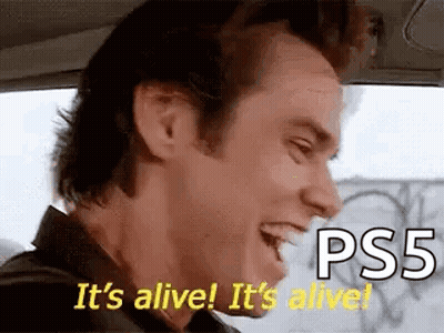 A Man Is Sitting In A Car Laughing And Saying `` It 'S Alive ! It 'S Alive ! `` GIF