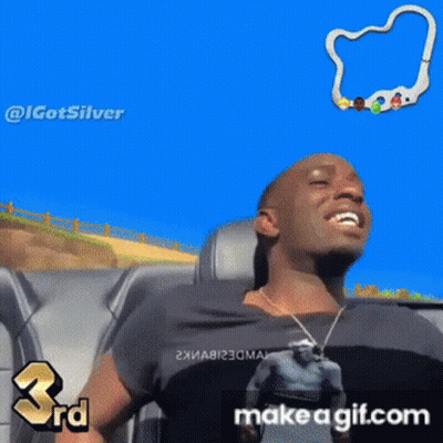A Man Is Sitting In A Car With The Words 3Rd On The Bottom Right GIF