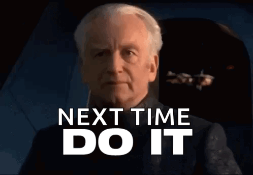 A Man Is Sitting In A Chair And Says Next Time Do It . GIF