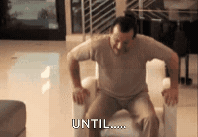 A Man Is Sitting In A Chair With His Hands On His Knees And The Words `` Until ... '' Written On The Bottom GIF