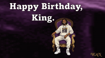A Man Is Sitting In A Chair With The Words Happy Birthday King GIF