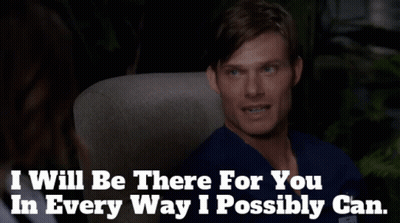 A Man Is Sitting In A Chair With The Words " I Will Be There For You In Every Way I Possibly Can " GIF