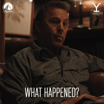 A Man Is Sitting In A Chair With The Words What Happened Written Below Him GIF