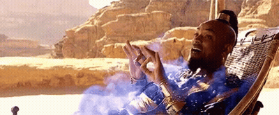 A Man Is Sitting In A Hammock With Smoke Coming Out Of His Hands . GIF