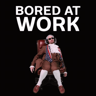 A Man Is Sitting In An Office Chair With The Words Bored At Work Written Above Him GIF