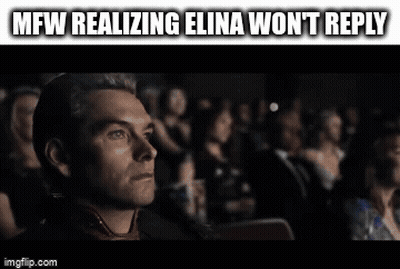 A Man Is Sitting In Front Of A Crowd With A Caption That Says Mfw Realizing Elina Won T Reply GIF
