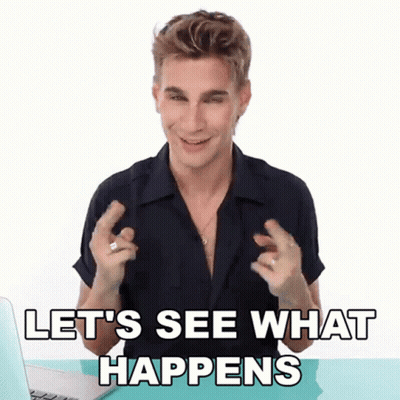 A Man Is Sitting In Front Of A Laptop And Says Let 'S See What Happens . GIF