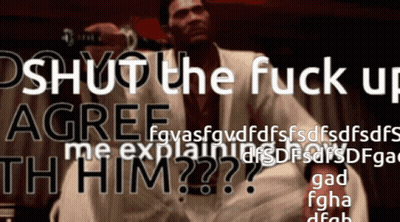 A Man Is Sitting In Front Of A Sign That Says " Shut The Fuck Up Agree Me Explain Him " GIF