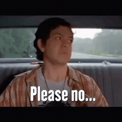 A Man Is Sitting In The Back Seat Of A Car And Saying `` Please No '' . GIF