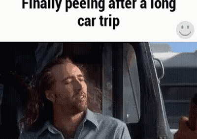 A Man Is Sitting In The Driver 'S Seat Of A Car With His Head Out The Window . GIF