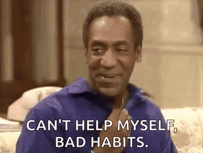 A Man Is Sitting On A Couch And Saying `` Can 'T Help Myself , Bad Habits . GIF