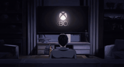 A Man Is Sitting On A Couch Watching A Video Game On A Television GIF