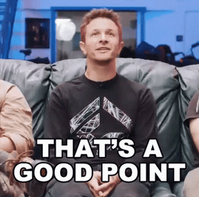 A Man Is Sitting On A Couch With The Words `` That 'S A Good Point '' . GIF