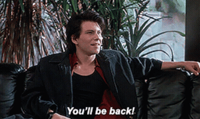 A Man Is Sitting On A Couch With The Words You 'Ll Be Back GIF