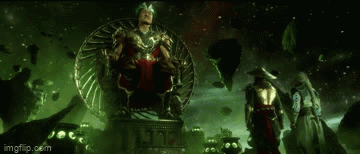 A Man Is Sitting On A Throne In The Middle Of A Green Space . GIF