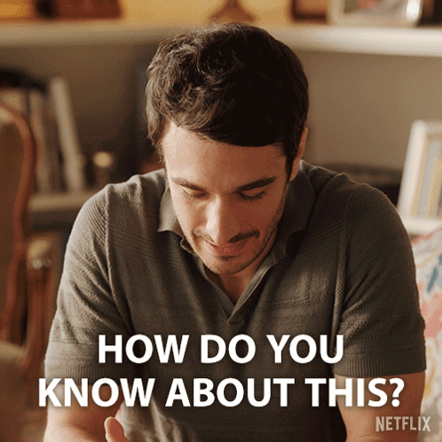 A Man Is Smiling And Looking Down With The Words How Do You Know About This Behind Him GIF