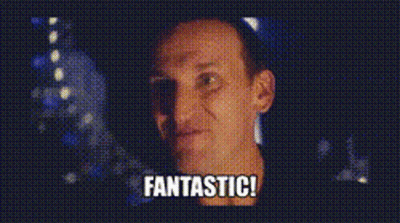 A Man Is Smiling And Says Fantastic In The Corner GIF
