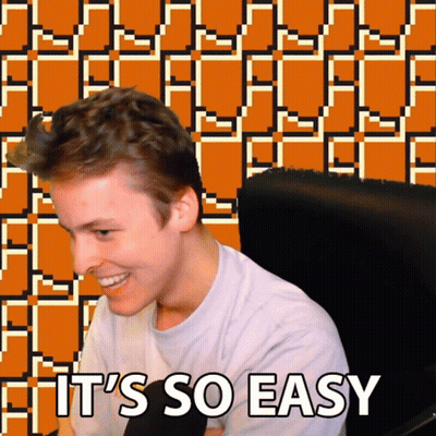 A Man Is Smiling In Front Of An Orange Background And The Words It 'S So Easy GIF