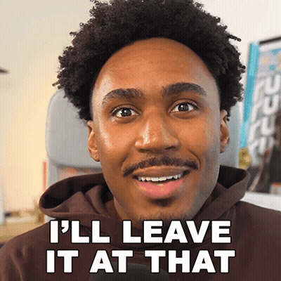 A Man Is Smiling With The Words I 'Ll Leave It At That Behind Him GIF