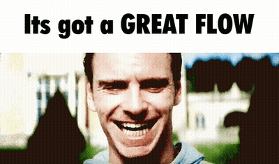A Man Is Smiling With The Words It 'S Got A Great Flow Behind Him GIF