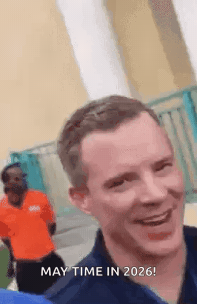 A Man Is Smiling With The Words May Time In 2026 On His Face . GIF