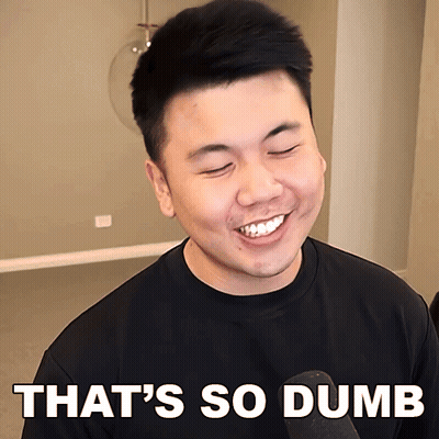 A Man Is Smiling With The Words That 'S So Dumb Written Below Him GIF