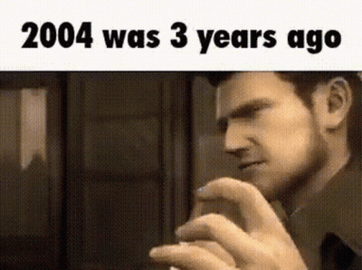 A Man Is Smoking A Cigarette In A Video Game And The Year 2004 Is On The Bottom GIF