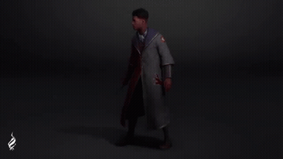 A Man Is Standing In A Dark Room Wearing A Cape With A Lion On It . GIF