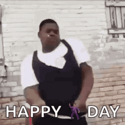 A Man Is Standing In Front Of A Brick Wall Holding A Dog Leash And A Knife . GIF