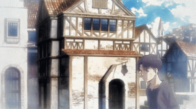 A Man Is Standing In Front Of A Building With A Clock On It GIF