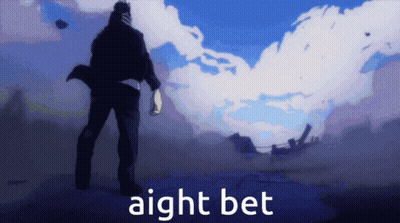 A Man Is Standing In Front Of A Cloudy Sky With The Words Aight Bet Written Below Him GIF