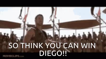 A Man Is Standing In Front Of A Crowd And Says So Think You Can Win Diego ! GIF