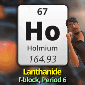 A Man Is Standing In Front Of A Periodic Table Of A Chemical Element Called Holmium GIF