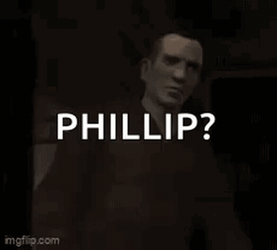 A Man Is Standing In Front Of A Sign That Says `` Good Lord Phillip ? What Are You Doing ? '' . GIF