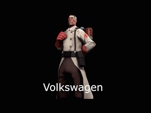 A Man Is Standing In Front Of A Silver Volkswagen GIF