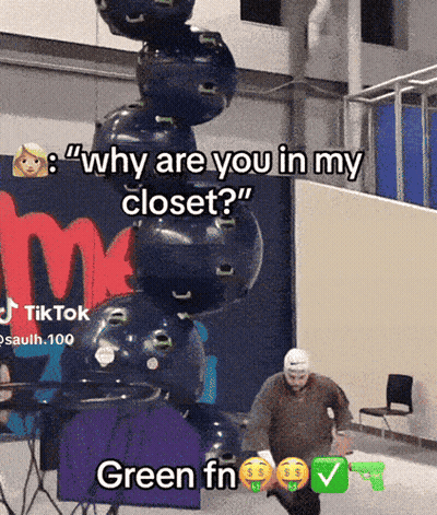 A Man Is Standing In Front Of A Stack Of Tubing Tubes With The Caption Why Are You In My Closet GIF