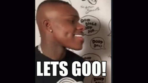 A Man Is Standing In Front Of A White Board With Speech Bubbles And The Words `` Lets Goo '' . GIF
