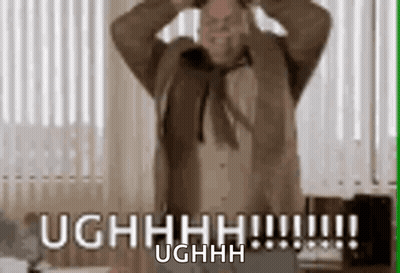 A Man Is Standing In Front Of A Window With His Hands On His Head And Says Ughhhh . GIF