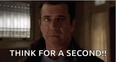 A Man Is Standing In Front Of A Window With The Words `` Think For A Second '' Written On His Face . GIF