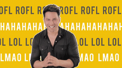A Man Is Standing In Front Of A Yellow Background That Says Lol GIF