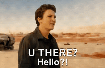 A Man Is Standing In The Desert And Saying `` U There Hello ? '' GIF