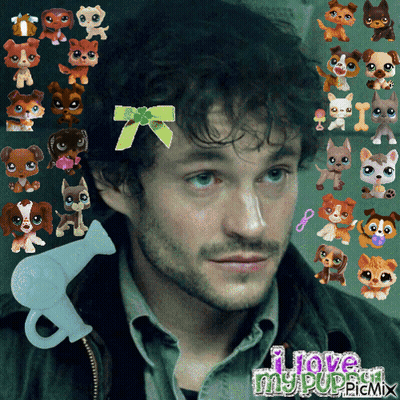 A Man Is Surrounded By Littlest Pet Shop Pets GIF