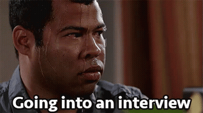 A Man Is Sweating While Going Into An Interview . GIF