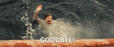 A Man Is Swimming In The Ocean And The Words Goodbye Are Written Above Him GIF