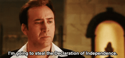 A Man Is Talking About Stealing The Declaration Of Independence From A Movie . GIF