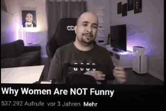 A Man Is Talking About Why Women Are Not Funny On A Video GIF