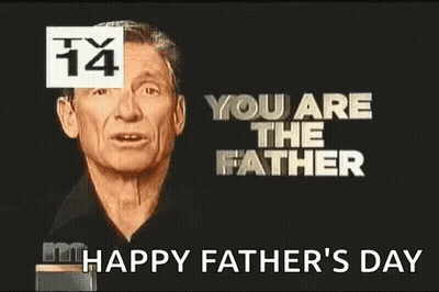 A Man Is Talking Into A Microphone With The Words `` You Are The Father '' Written Above Him . GIF